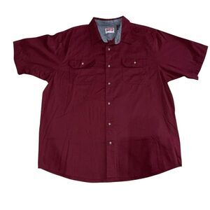 Wrangler NWT 100% Cotton Casual Button Down Shirt XL Normcore Basics Burgundy